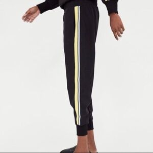 Zara Women's Black‎ Joggers with Side Stripes
